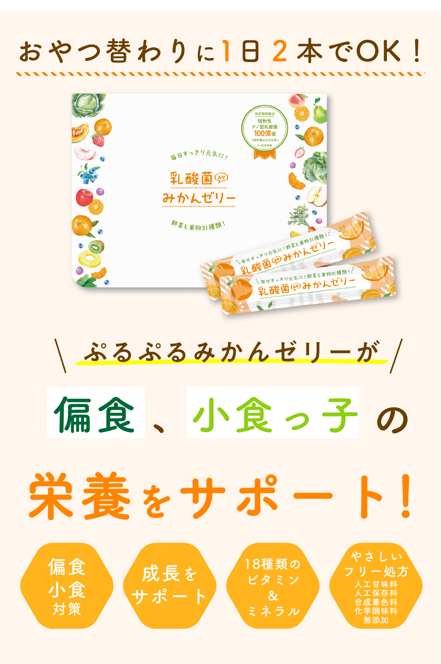 ぷるぷるみかんゼリーが偏食、小食っ子の栄養をサポート